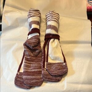 Striped Maroon and White Men's Socks